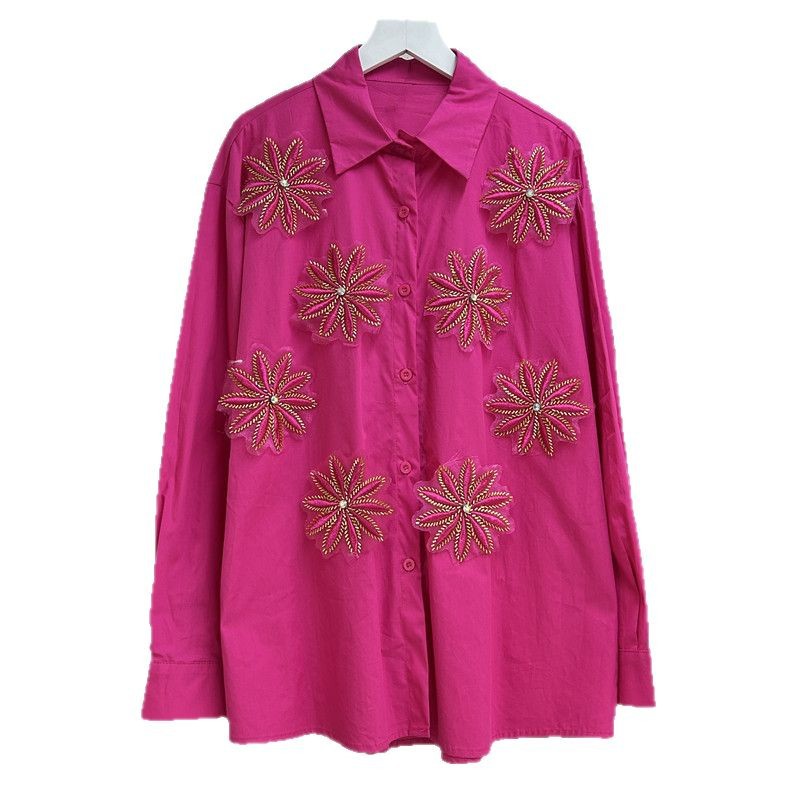 Embroidery Online - Bluzki Damskie Koszule Vintage Kołnierzyk z