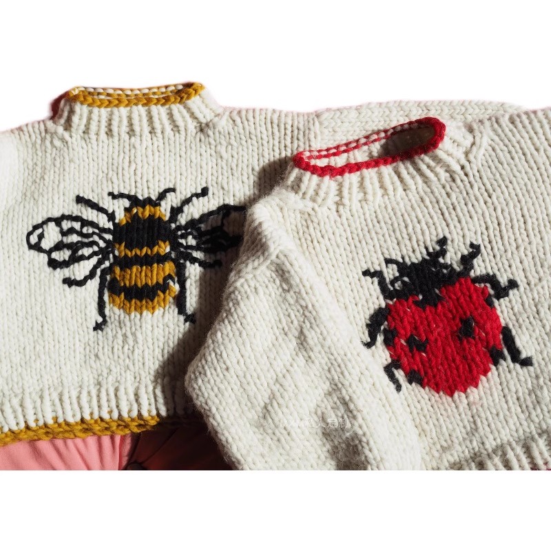 Embroidery Lady Bug - Sweter damski z długim rękawem, wykonany